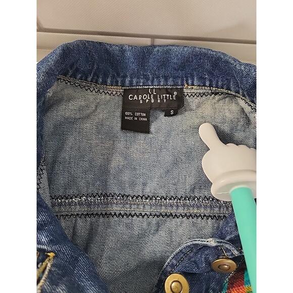 Vtg CAROLE LITTLE Womens S/M Denim Jeans Patchwork Vest  Boho Granny Core *READ - Picture 3 of 4
